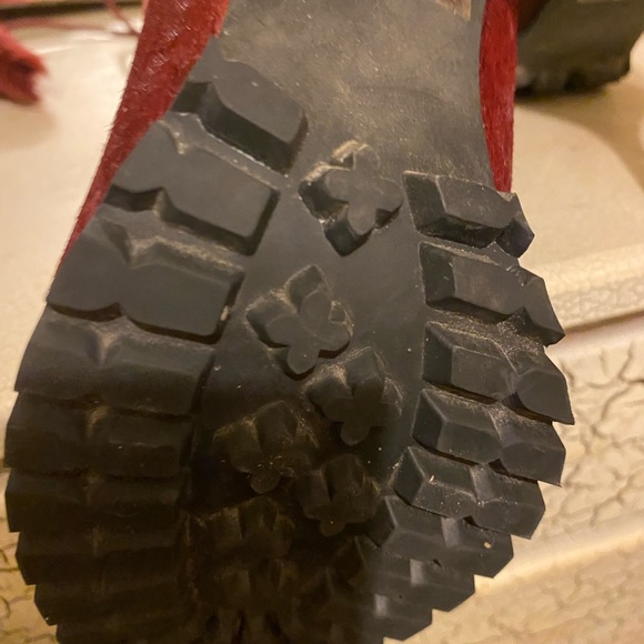 Multi-Fabric Burgundy Boots - Picture 10 of 12